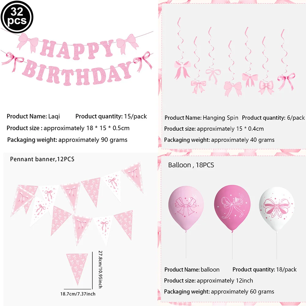 Pink Bow Theme Disposable Paper Napkins - 20pcs for Birthdays, Baby Showers, and Weddings