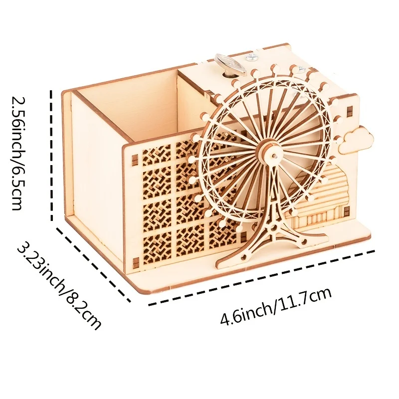DIY Ferris Wheel Clockwork Type Music Box Wooden Antique Carved for Birthday Christmas Party Gifts Family Decoration