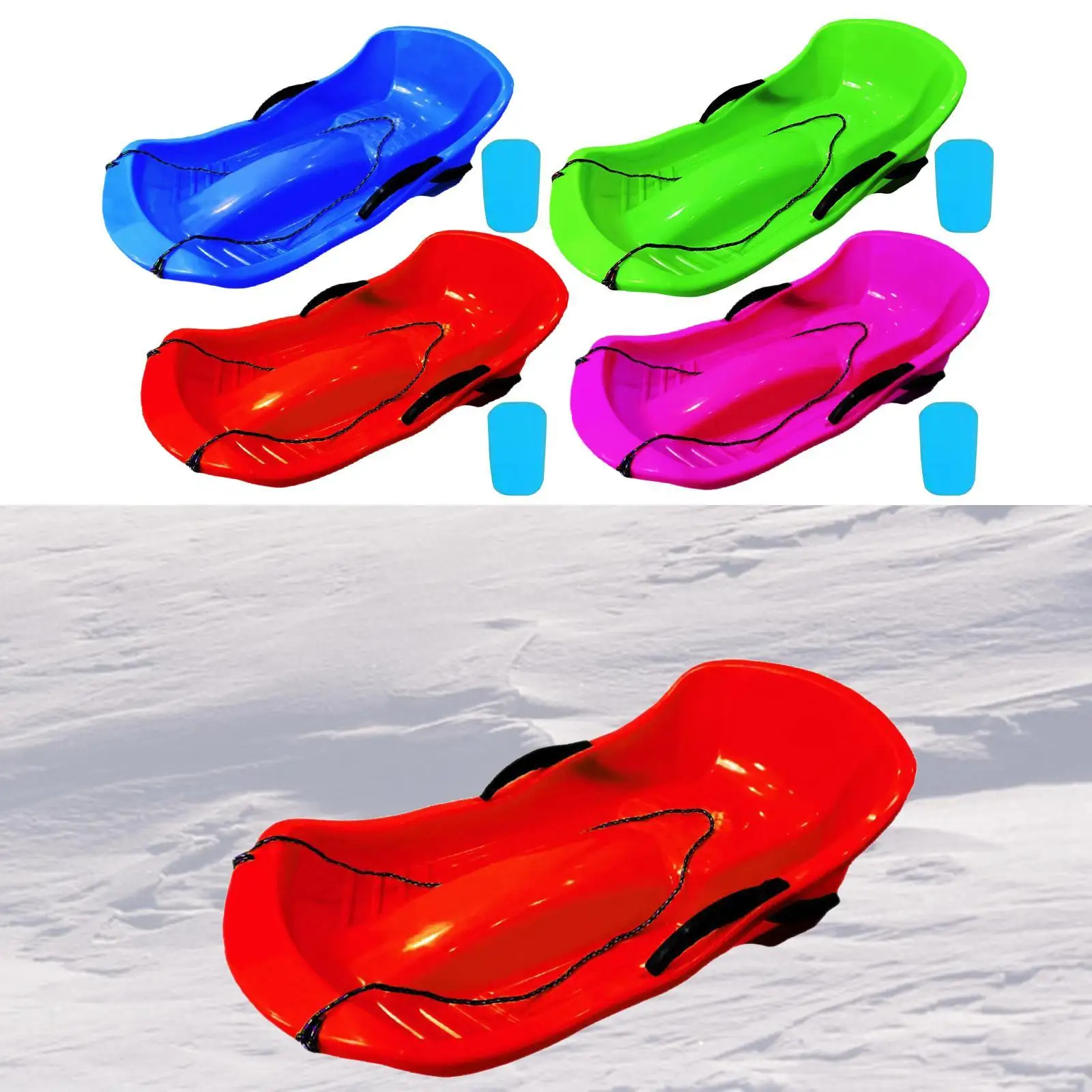 Toboggan Snow Sled Classic 2 Sledders Thickened Heavy Duty Grass Sled