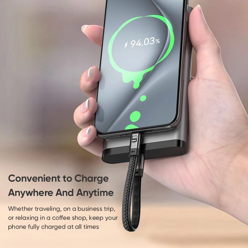 USB C to USB C 짧은 케이블, 폰 손목 스트랩 랜야드 충전 코드, 아이폰17/16/15, 삼성 갤럭시 S25/S24용 고속 충전 와이어