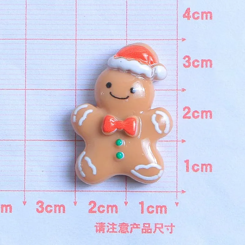 10PCS Resin Kawaii Colorful Gingerbread Man Snowman Bells Trees Flat Back Cartoon Christmas Figurines Scrapbook DIY Decor Crafts