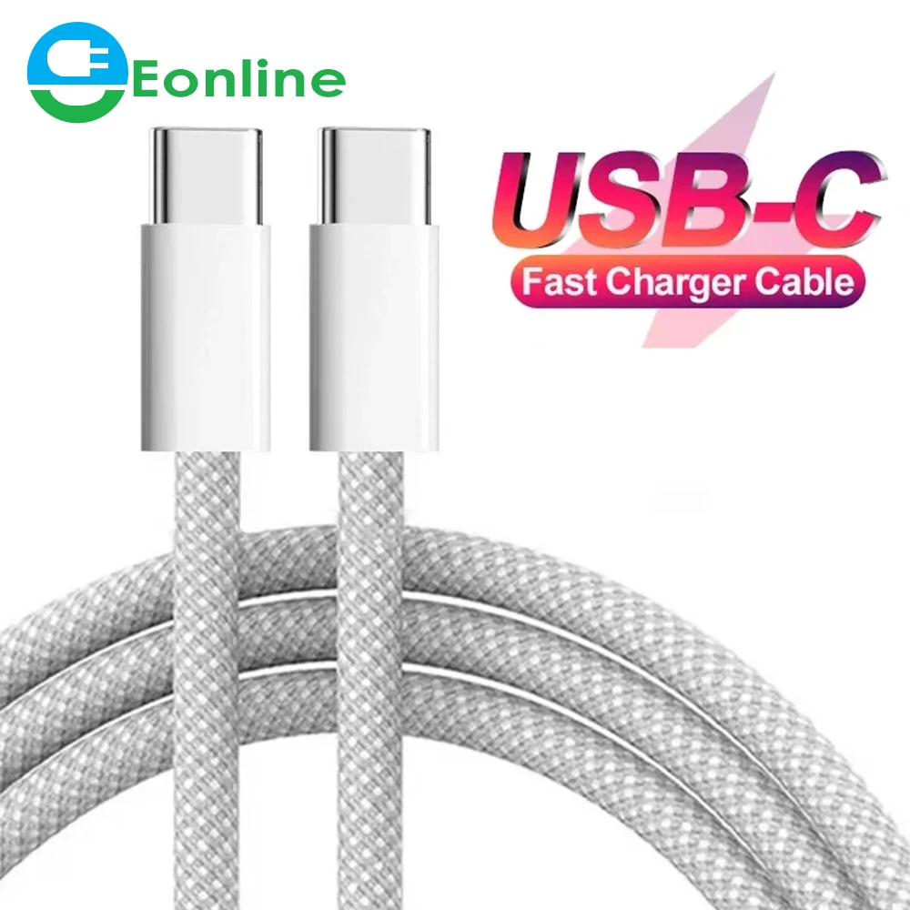 

EONLINE 3D Original PD 60W 1M USB C to USB C Fast Charger For Phone Weaving Charging Data