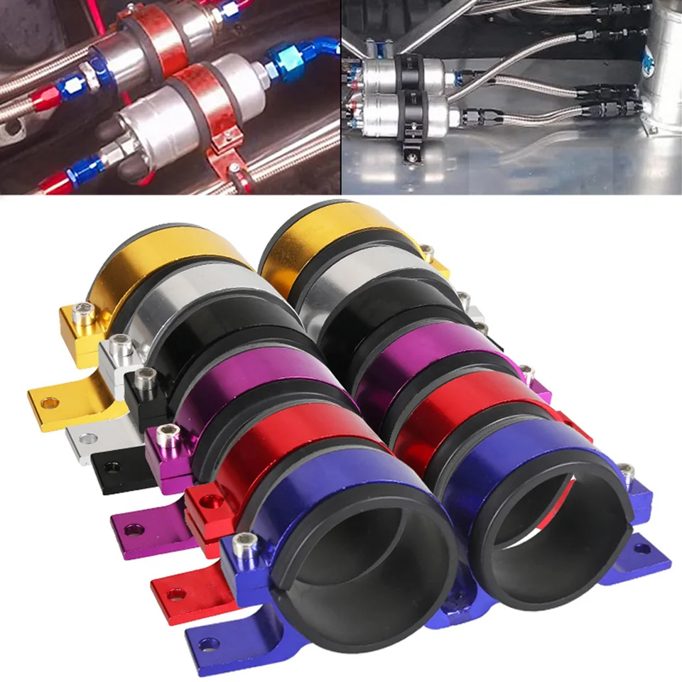 Support Pompe à Essence 60mm - Alliage Aluminium, Insert Caoutchouc, Couleur Rouge