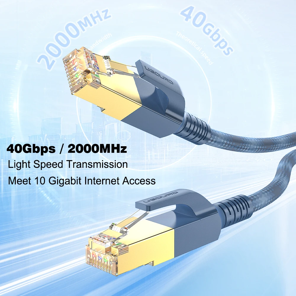 RJ45 CAT8 Ethernet Cable Braided Gradient Color 40Gbps CAT 8 Network Cable Internet Lan Patch Cord for Laptops PS 4 Router Round BEST SELLERS