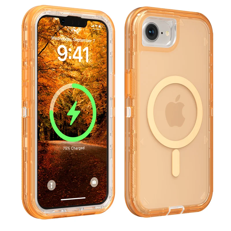 3-in-1 Heavy Armor Transparent MagSafe-Compatible Shockproof Case