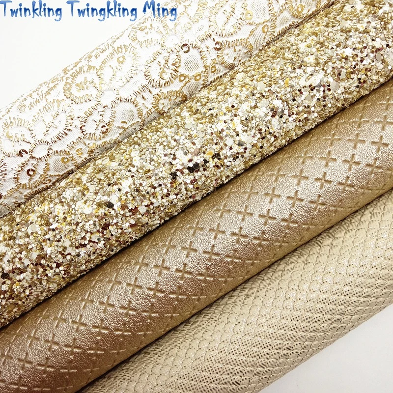 Gold Faux Leather Sheet Metallic Glitter Fabric Metallic Glitter A4 Glitter Fabric