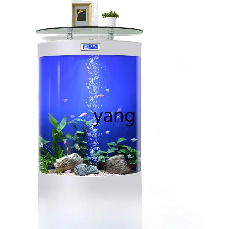 

Yjq Smart Semicircle Living Room Small Household Ecological Semicircle Glass Change-Free Aquarium