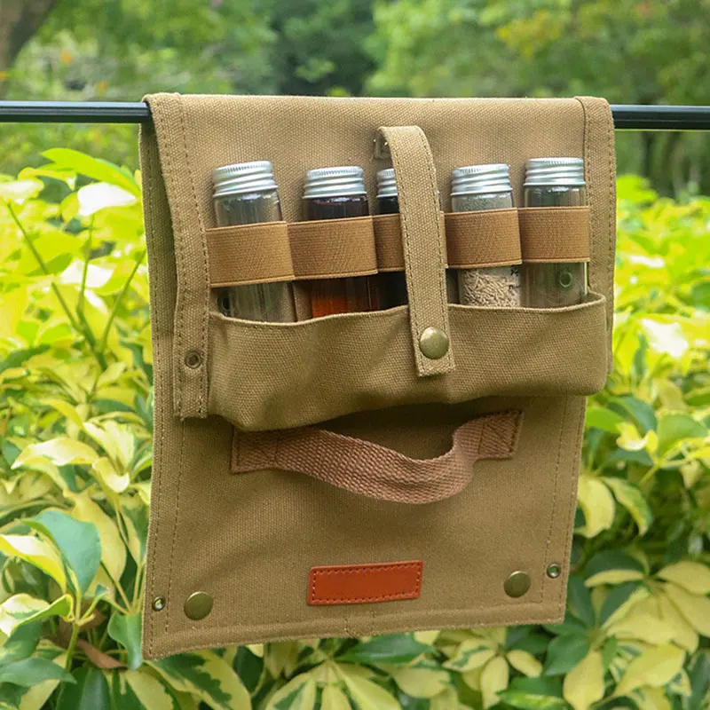Outdoor Camping Spice Bottle Storage Bags Canvas Foldable Portable BBQ Picnic Seasoning Bottles Handbag Cruet Organizer Holder Outdoor Camping Spice Bottle Storage Bags Canvas Foldable Portable BBQ Picnic Seasoning Bottles Handbag Cruet Organizer Holder