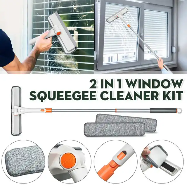 51 Telescopic Window Cleaning Kit Extension Pole Wide Wiper Microfiber  Cloths 