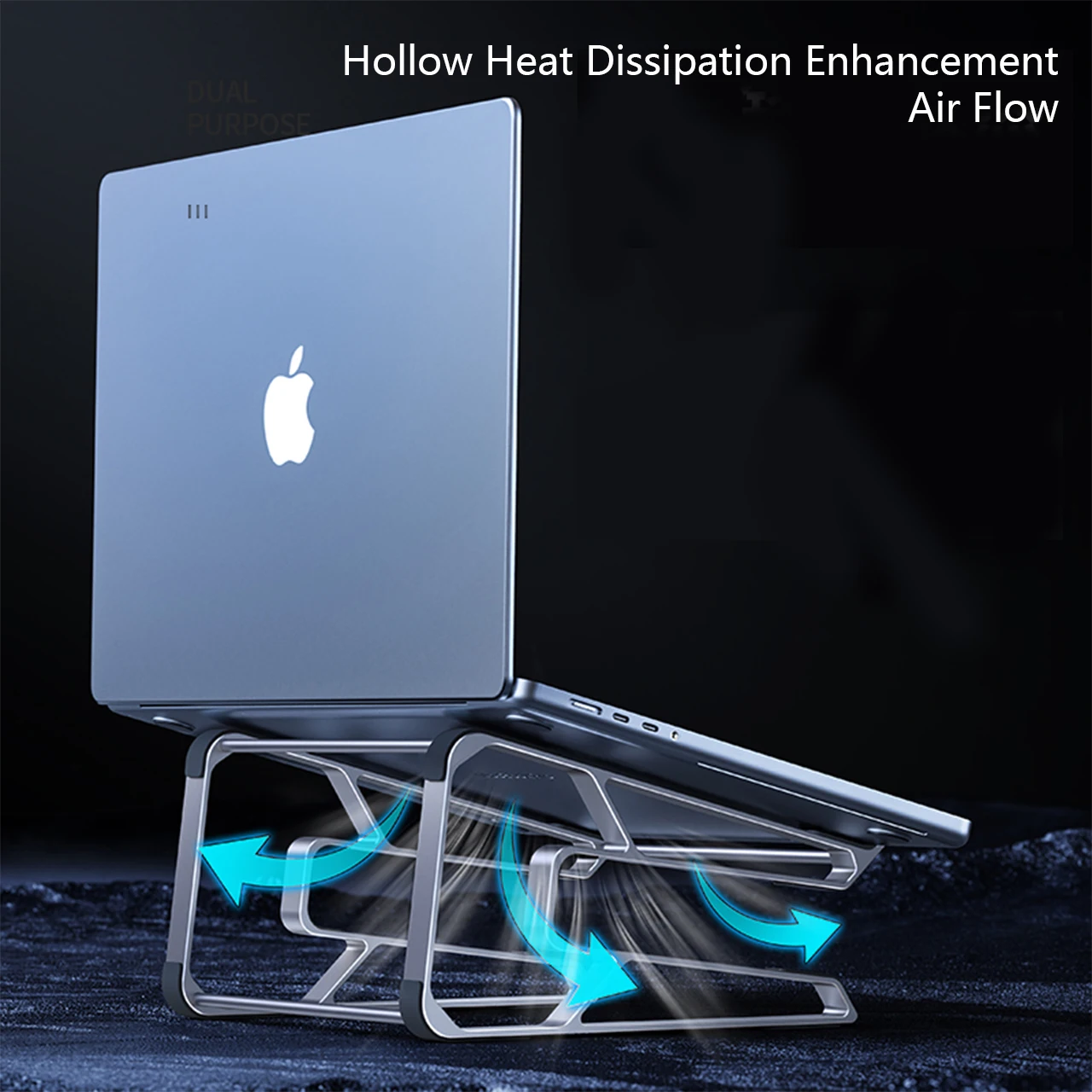 Supporto Regolabile Per Laptop In Alluminio: Base Girevole 360° Ed Ergomica, Pieghevole Per Scrivania, Compatibile MacBook 10-15.6''