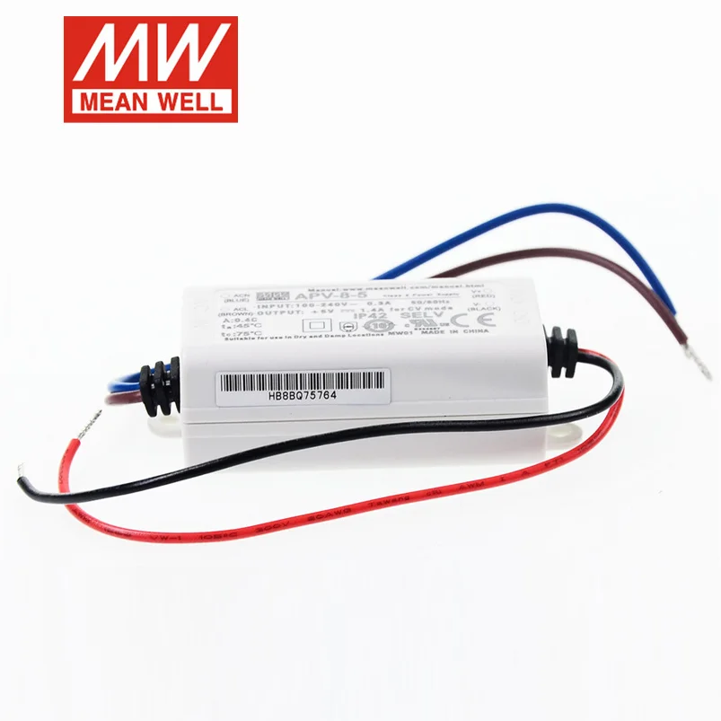 MEAN WELL APV-8 시리즈 APV-8-5 APV-8-12 APV-8-24, 정전압 단일 출력 전원 공급 장치, LED 드라이버