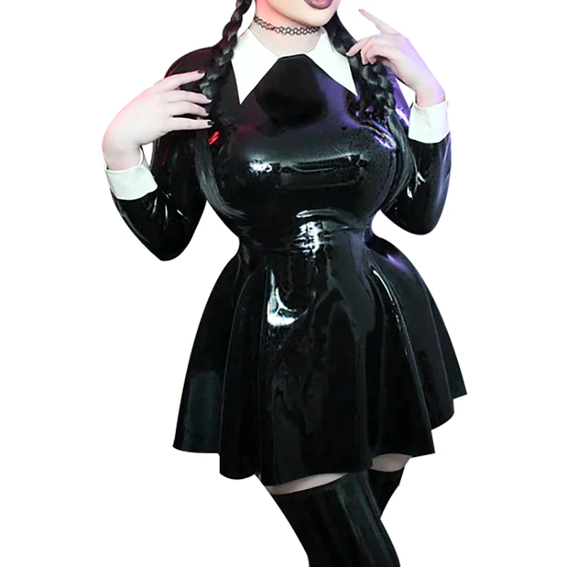 Latex Clothing Vetement Latex Robes En Latex Noir Et Blanc Sexy