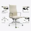 Ribbed Office Chair Meeting Chairs Mid Back Top Black Grain Leather Desk Chair Swivel Chair Adjustable Ergonomic Computer Chairs 6