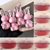 Gege Bear Pink Rabbit Velvet Lip Cream — Adorable Bunny Keychain, Soft Matte Velvet Finish Lip Tint 1