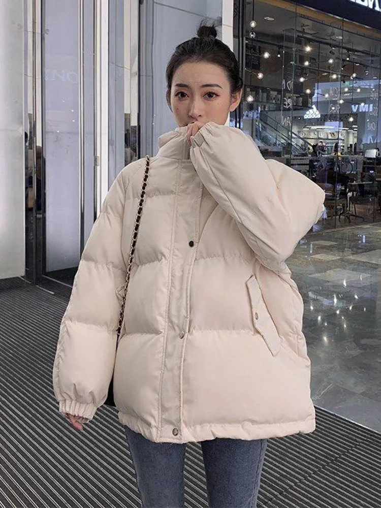 

2024 New Women Short Jacket Winter Parkas Thick Hooded Cotton Padded Jackets Coats Female Loose Puffer Parkas Outwear