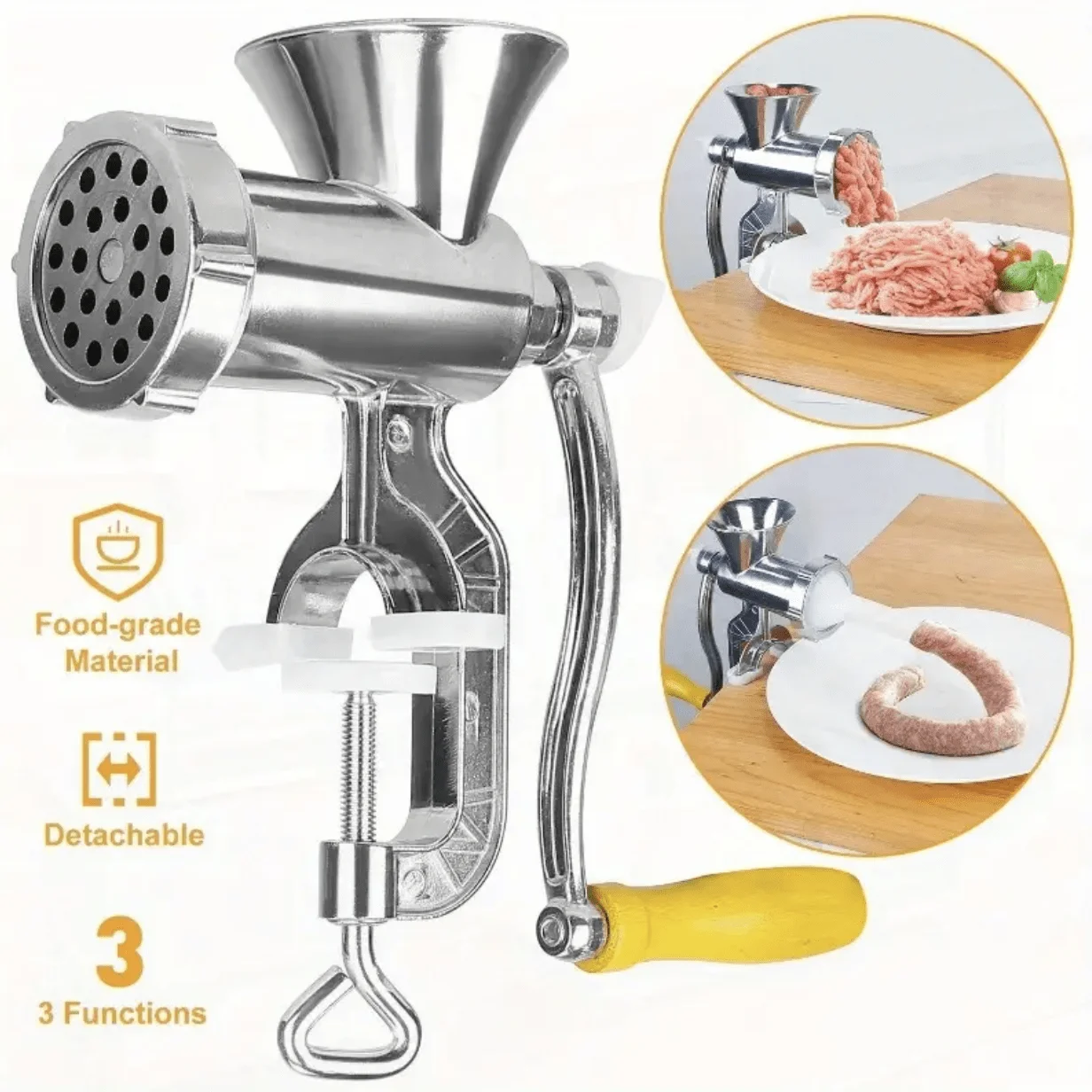 1 Multifunction Hand-Cranked Meat Grinder, Sausage Filler With Multiple Functions, Capable Of Crushing Chili Peppers, Vegetable