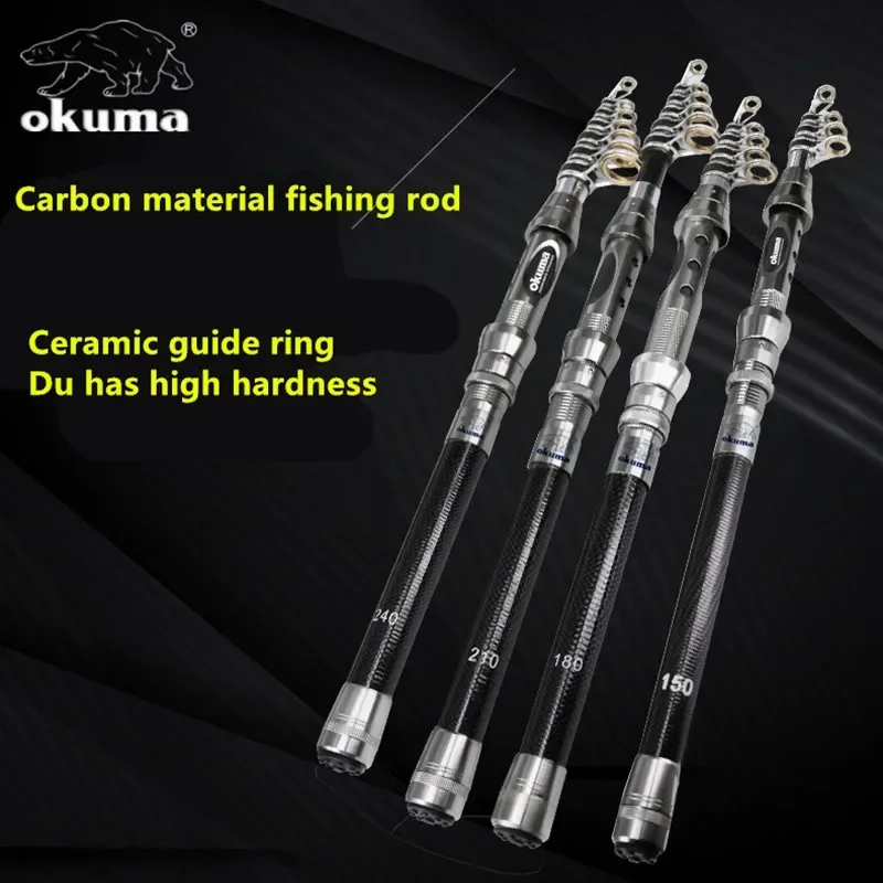 OKUMA Carbon Rock Rod 1.5M/1.8M/2.1M/2.4M/2.7M Ceramic Guide Ring Water Drop Spinning Wheel Fishing Rod