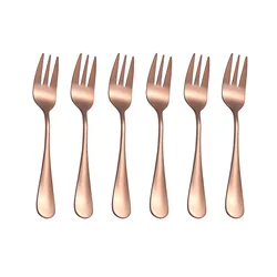 Elegant Stainless Steel Dessert and Fruit Fork Set - 6 - Piece Collection for Entertaining Guests (Rose gold)