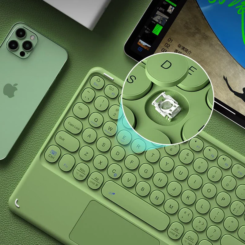 Teclado sem Fio Universal para a Tabuleta Suporte da Almofada do Toque do Teclado de Bluetooth de Rouond Windows Ios - Imagem 5