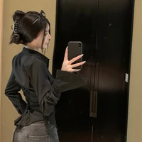 Gidyq mode femmes chemises de pansement coréen tout Match Streetwear femme mince Blouse printemps décontracté blanc cloche manches chemise nouveau 4