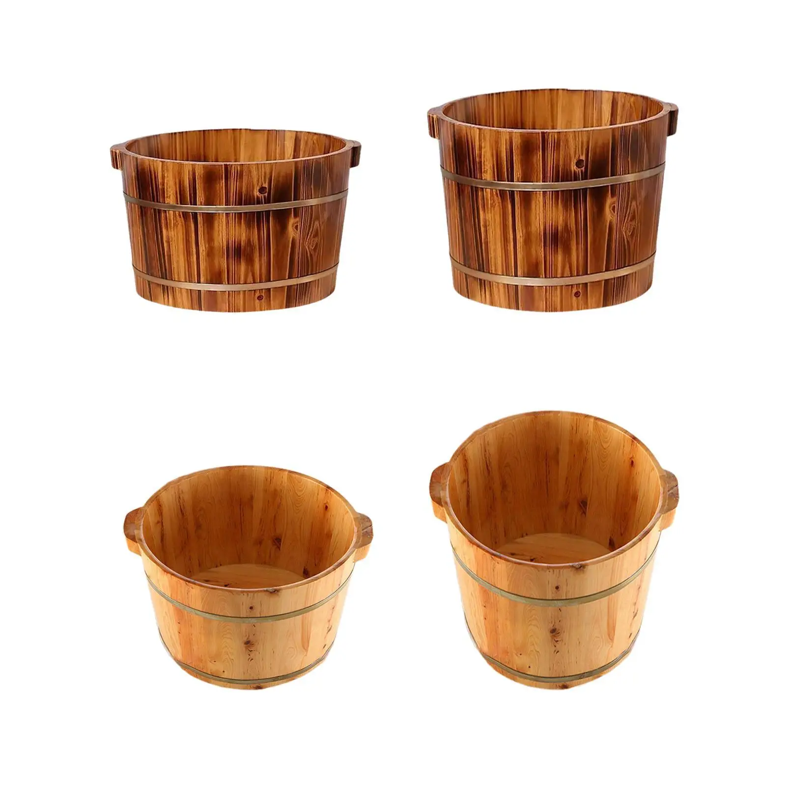 Wood Footbath Basin Foot Bath with Handle Reusable Pedicure Washing Bath Foot Soak Tub Washing Barrel for Travel Bedroom