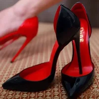 2025 new ultra light mouth red high heels for women, slim heels, pointed red, super sexy plus size hollow single shoes