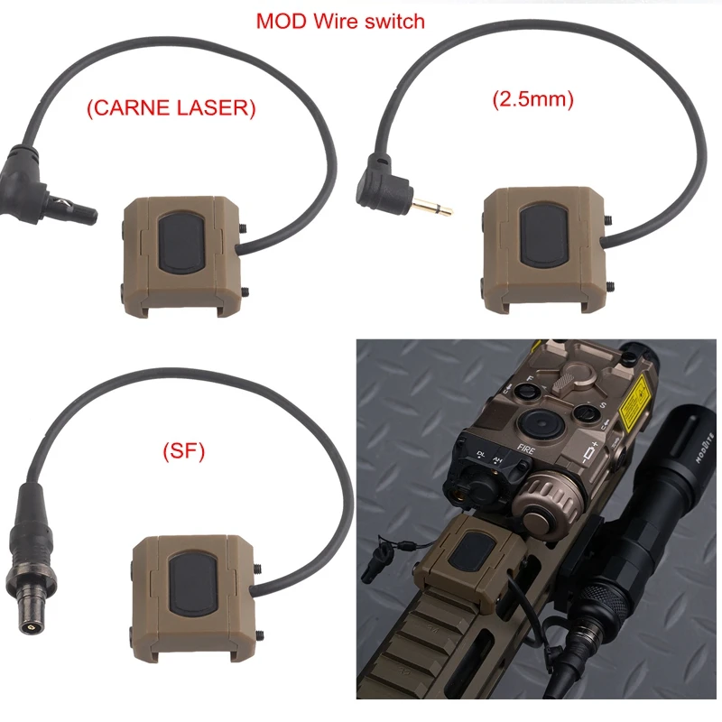 2.5mm Plug PEQ MOD Wire switch Tactical Flashlight Weapon Light Switch Compact Remote Pressure Switch for PEQ-15 Lights Lasers