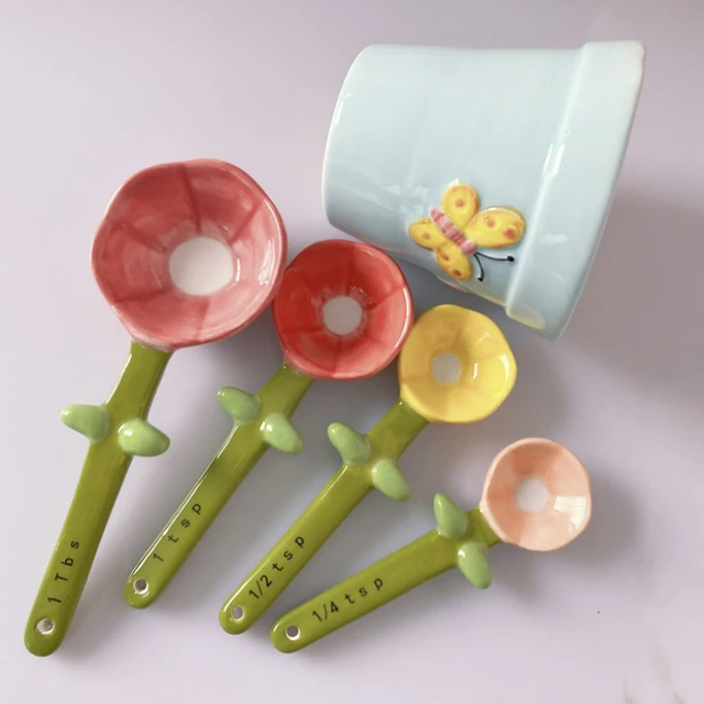 4 Pcs Christmas candy-colored measuring spoon set Snowflake Style Ceramic  Baking Spoon Set Measuring Cups Mini Coffee Spoons - AliExpress