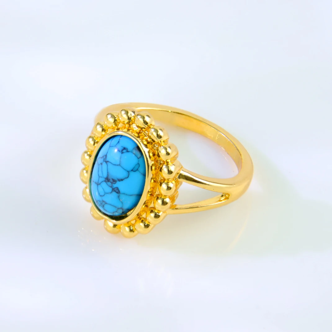 Dubai Gold Farbe Ring 21k vergoldet italienische Vintage Türkis Ringe arabische islamische Frauen Party Schmuck Geschenke – Detail 10