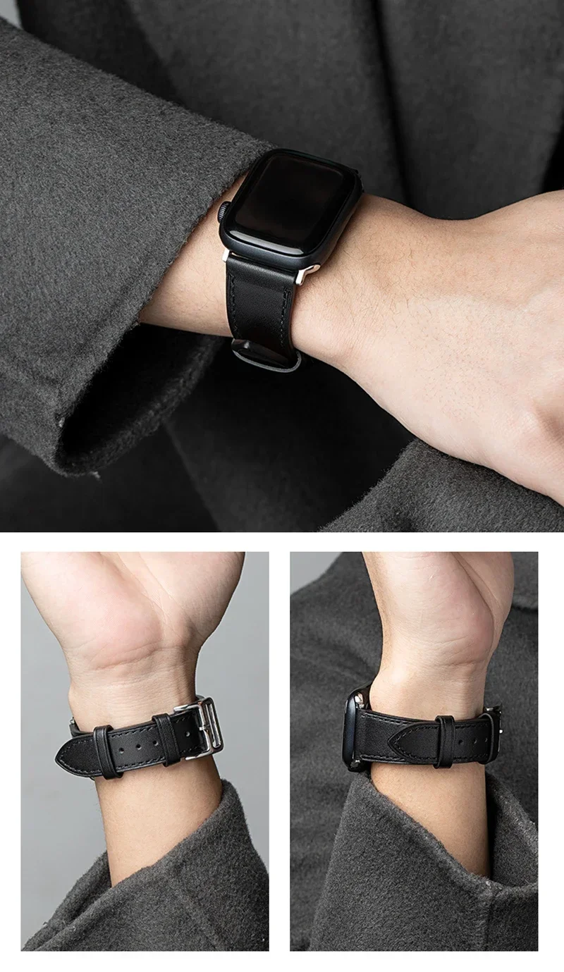 Leder armband für Apple Uhren armband 44mm 45mm 41mm 40mm Uhren armband Loop Armband für iwatch ultra 2 49mm Serie 9 8 7 6 5 4 3 se – Detail 2