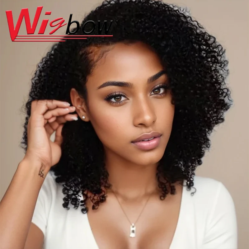 

Short Blonde Curly Human Hair Wigs 4x4 Brazilian Curly Closure Wig For Women Ombre Kinky Curly Hair Wigs with Pre-Pluncked T1B27