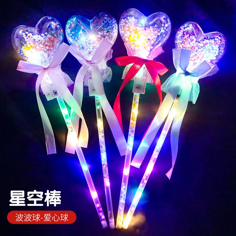 Fairy Stick Wave Ball Magic Stick Sparkling Ball Push Small Gift Children's Glow Toy Party Supplies Favors 10PCS, wand toy, magic stick toy, luminous ball toy, crystal ball toy