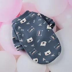 Cozy Winter Warmth: Small Pet Sweatshirt with Hoodie - M (Navy bear)