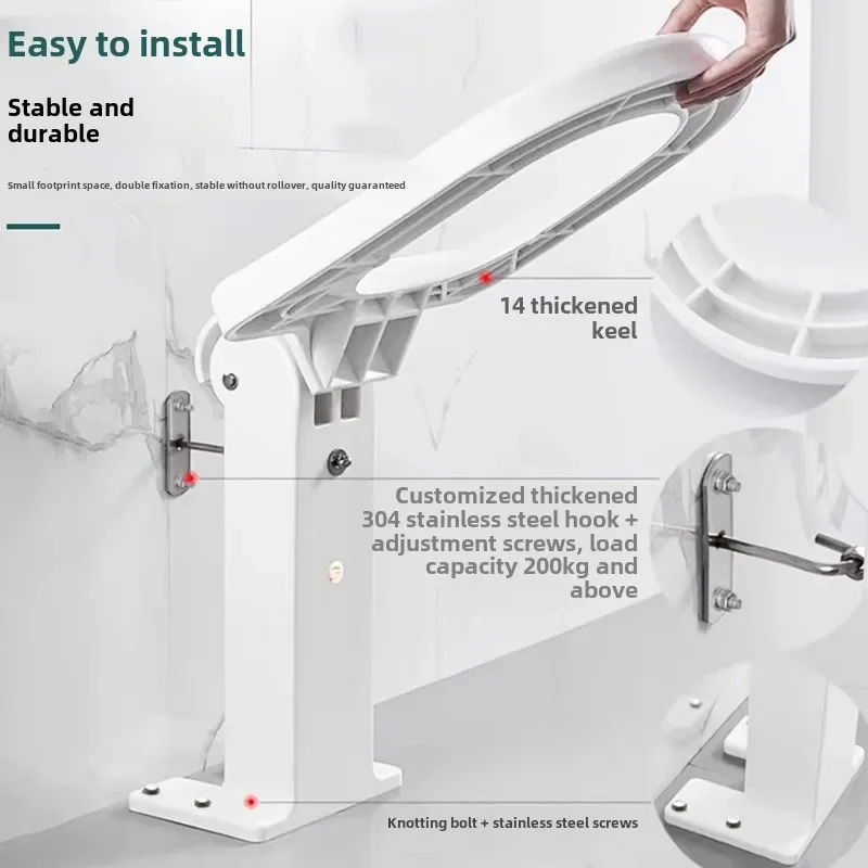 Squat To Change The Toilet Seat Toilet Holder, Elderly Pregnant Foldable Safe Non Slip Toilet Chair Household Use Squatting Pit 2