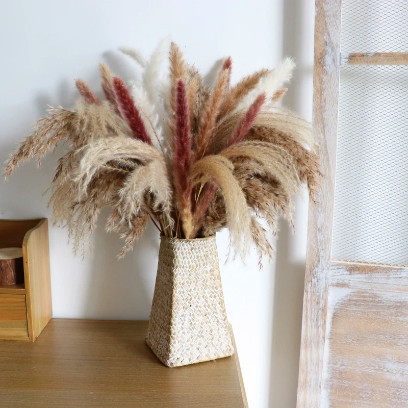 

Сушеные цветы, пампасная трава, пушистый букет тростников, Свадебный скандинавский богемный Декор для дома, настоящие искусственные растения, украшение, аксессуары