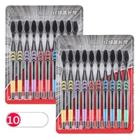 10 Pieces Packed Soft Bristle Bamboo Charcoal Black Hair Ultra-Fine Beauty Toothbrush Couple Suit Oral Cleaning Tools 5