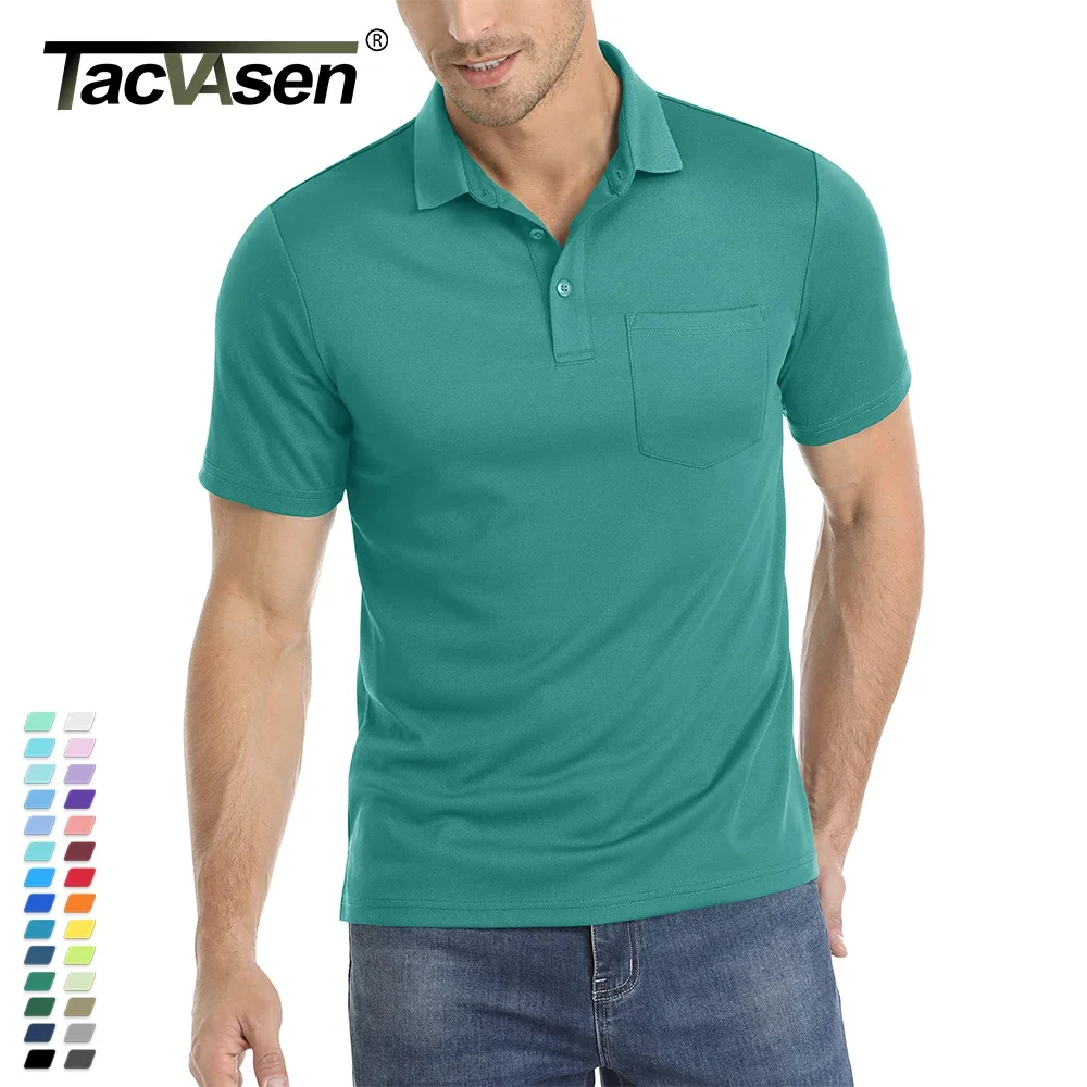 TACVASEN 남성용 속건성 폴로 티셔츠, 통기성 스포츠 하이킹 티셔츠, 캐..