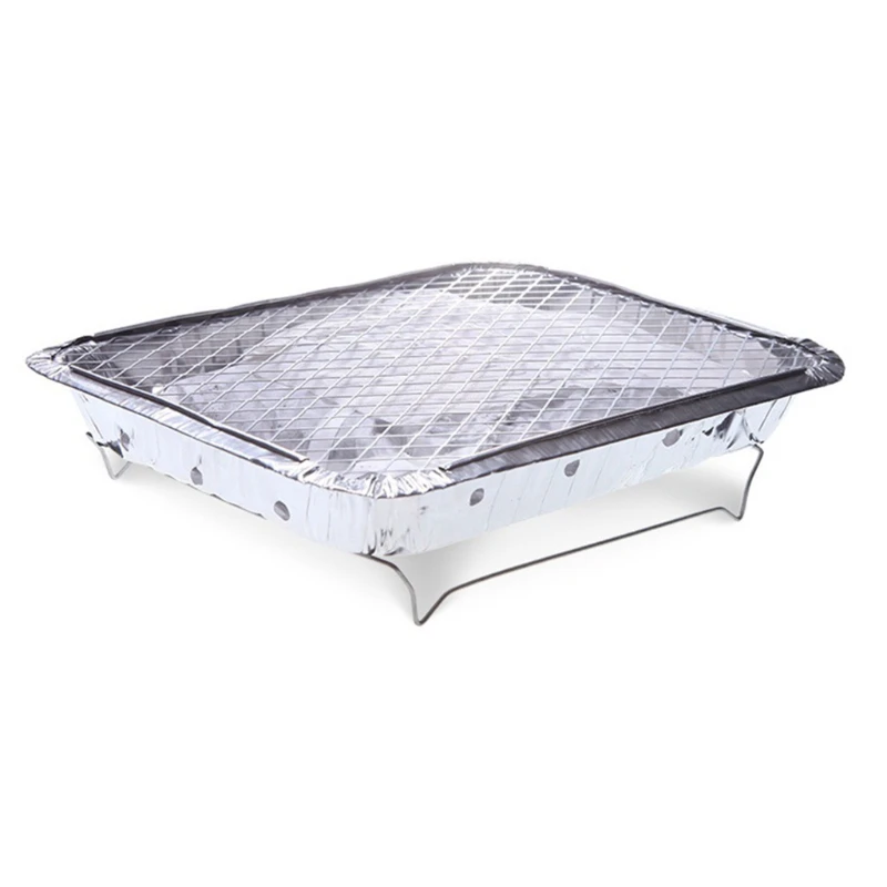 Portable Barbecue BBQ Grill with Charcoal Disposable Aluminum Foil Home Outdoor