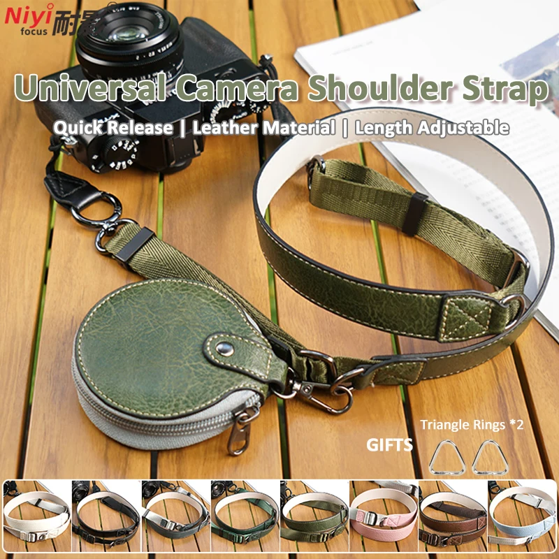 Camera Shoulder Strap Neck Strap Quick Release Leather Length Adjustable Universal for Sony Nikon Canon Fuji Pentax Leica Olympu