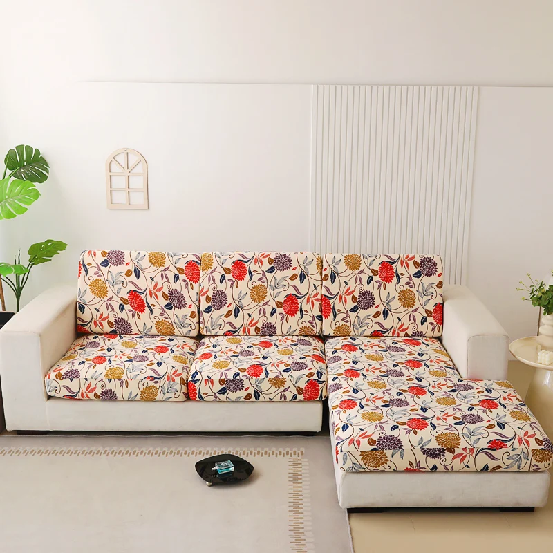 new floral printed stretch sofa seat cushion cover backrest cover protector for couch sofa cover L shape chaselong slipcovers 5