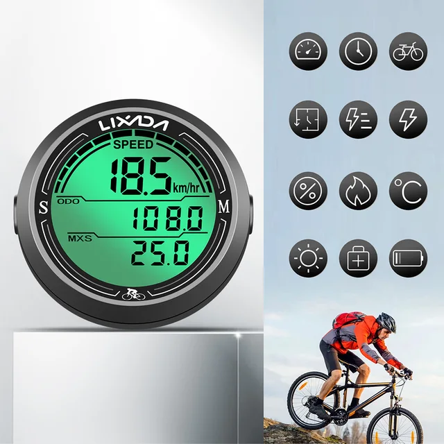 Compteur de vitesse de vélo filaire, étanche, de forme ronde, écran rétroéclairé, odomètre de vélo, ordinateur de vélo 1