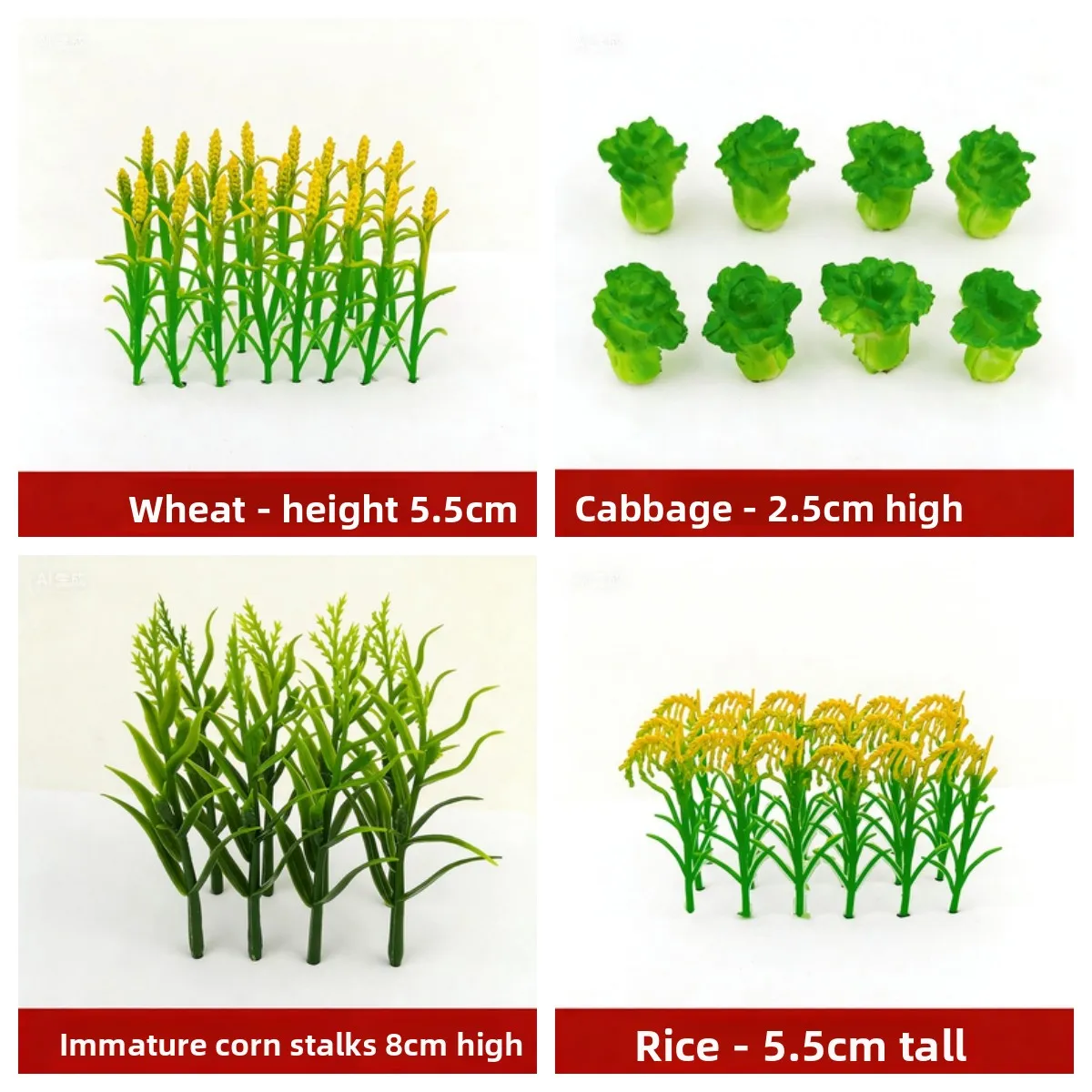 미니어처 시뮬레이션 작물 옥수수 줄기, 중국산 배추, 밀, 쌀, 시뮬레이션 농장..