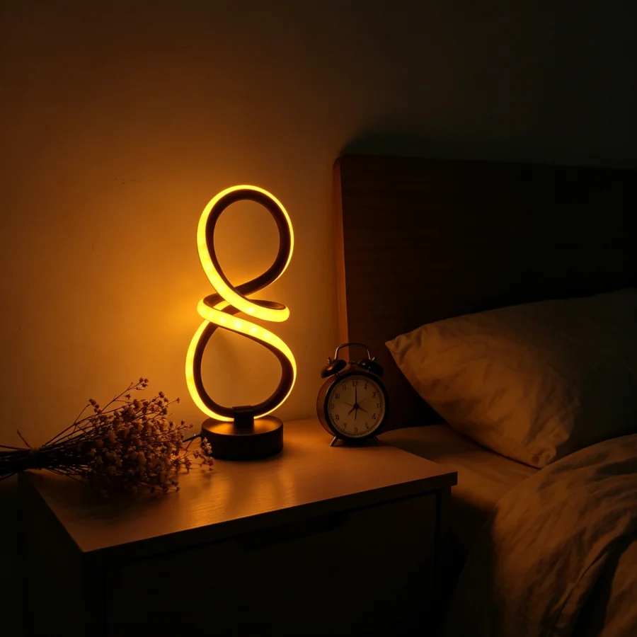 1PC 현대식 인피니티 8자형 RGB LED 테이블 램프, 밝기 조절 가능 색상 변경 조명, 침실, 거실용 USB 전원 장식 램프