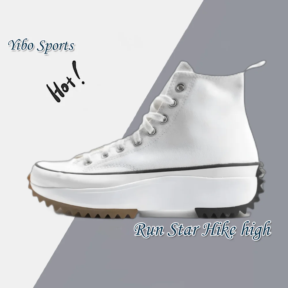Converse White Run Star Hike High Top Comfortable Height Increasing Canvas Shoes Men and Women's Casual Board Shoes