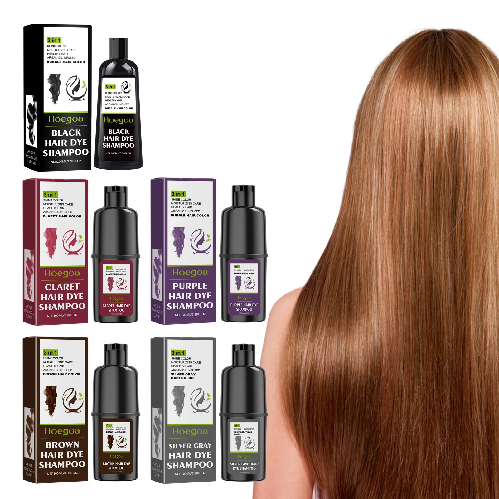 Hair Dyeing Shampoo 3-In-1 Deep Nourishing Hair Roots Repair Damage Hair Long Lasting Color Natural Organic Shampoo Hair Care 6