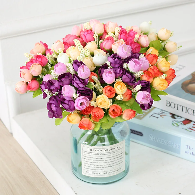 Elegant Small Bouquet of Artificial Silk Rose Flowers for Home, Party, and Wedding Decor