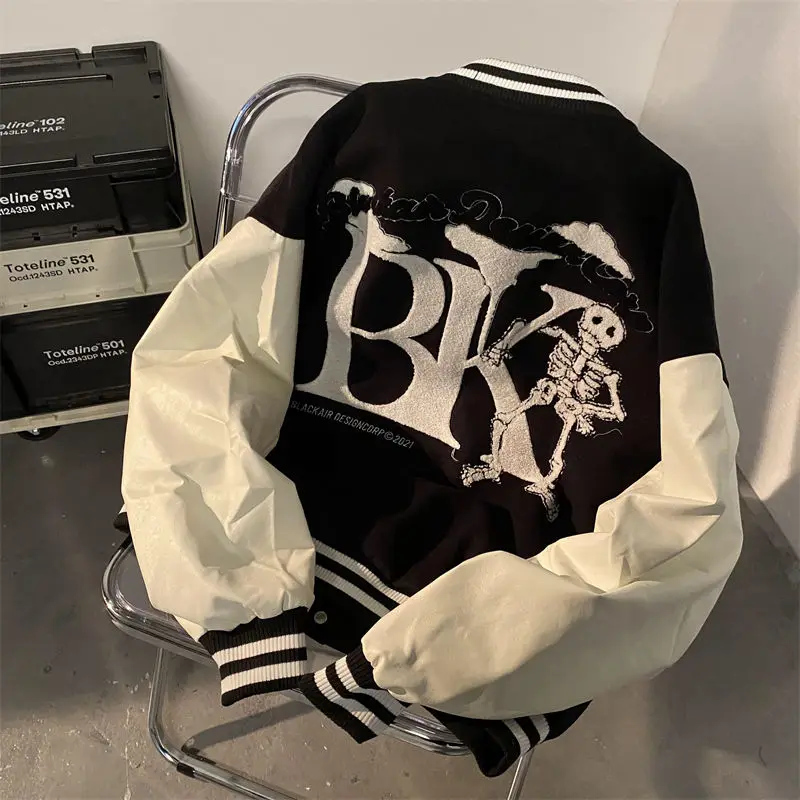 

2023 Spring and Autumn Seasons Men and Women Trend Retro American Hip Hop Personality Letter Coat Couple Loose Casual Top y2k