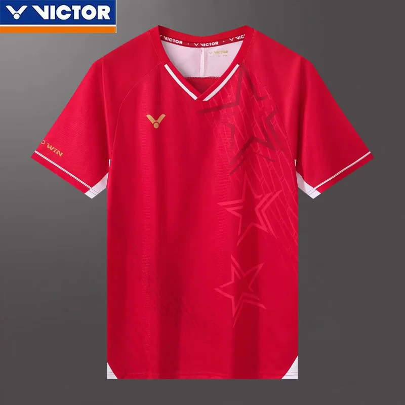 Victor New Fashion Badminton Suit Men's and Women's Quick-Drying Breathable Sports Short Sleeve Top