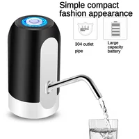 1 PC สีดํา/สีขาวขวดน้ําอัตโนมัติปั๊ม USB ชาร์จปั๊มน้ําหนึ่งปุ่มสวิทช์อัตโนมัติน้ํา 1