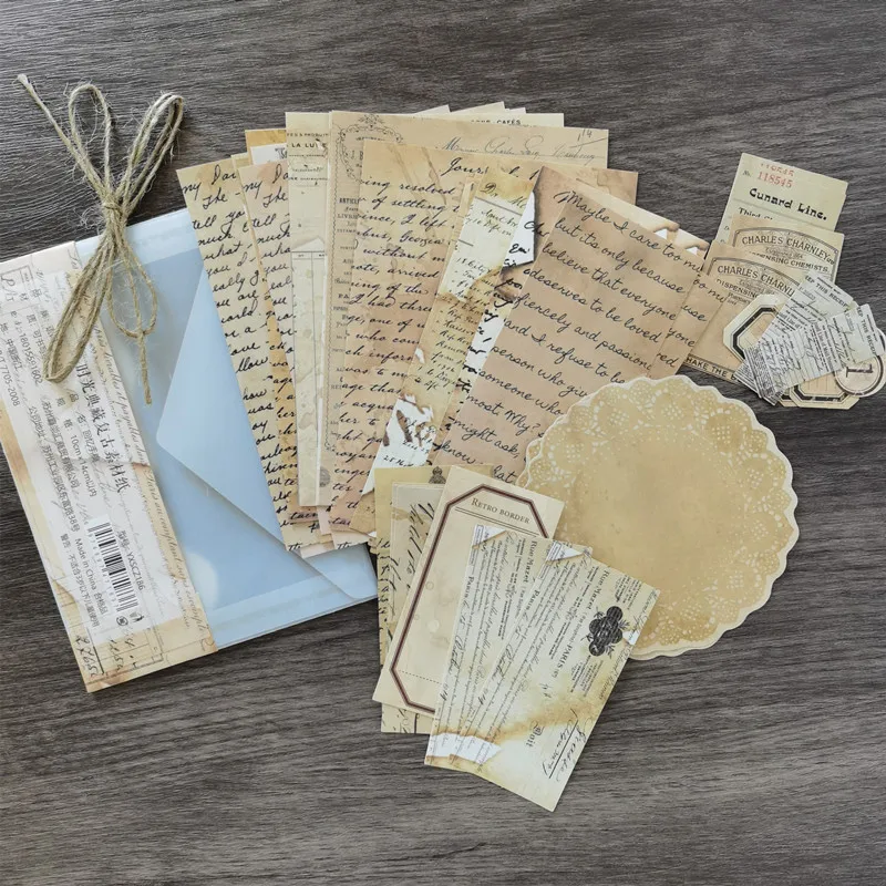 

40pcs/pack Retro Material Pack Handwritten Letter Letter Material Paper Memo Pad Decorative Papers Scrapbooking Journals Diary